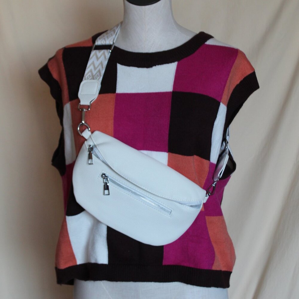 White Pebbled Bum Bag Faux Leather-NWOT